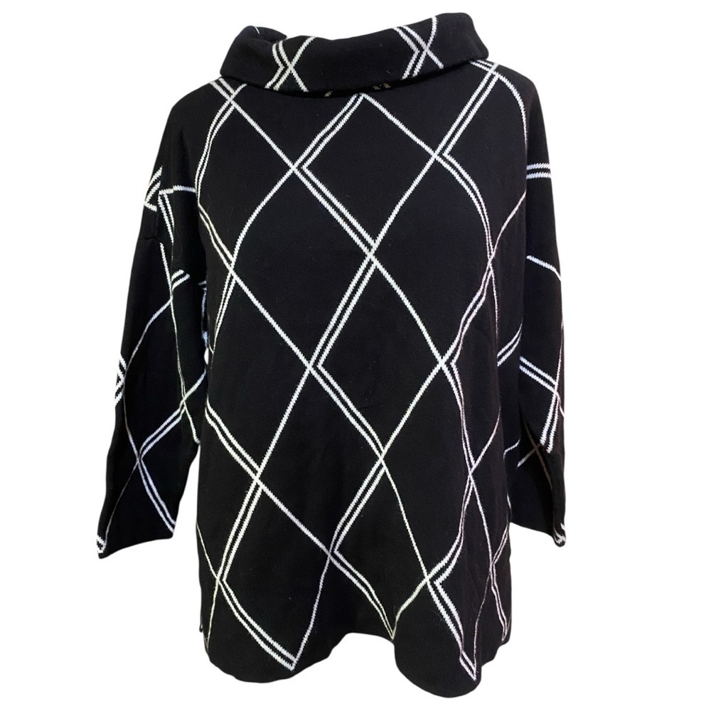 Chico's Black and Cream Knit Sweater Size 2